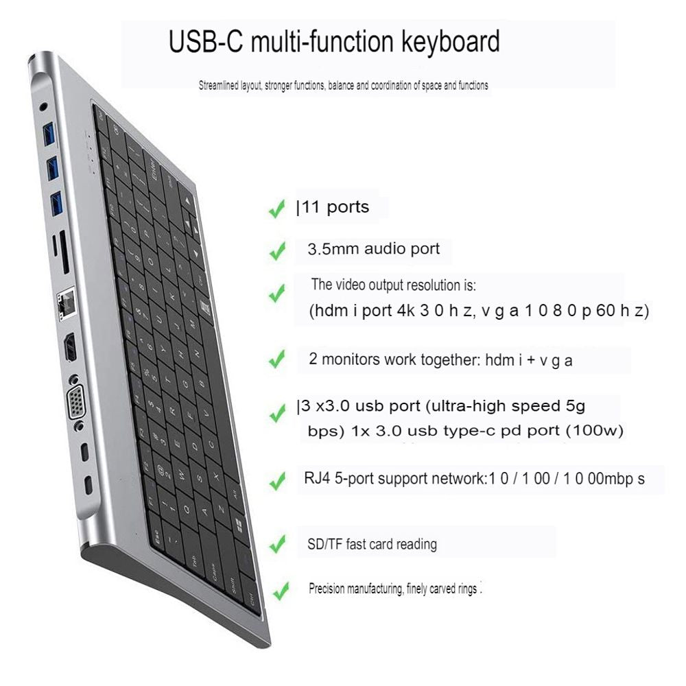 11 in 1 Type-C Docking Station Keyboard 4