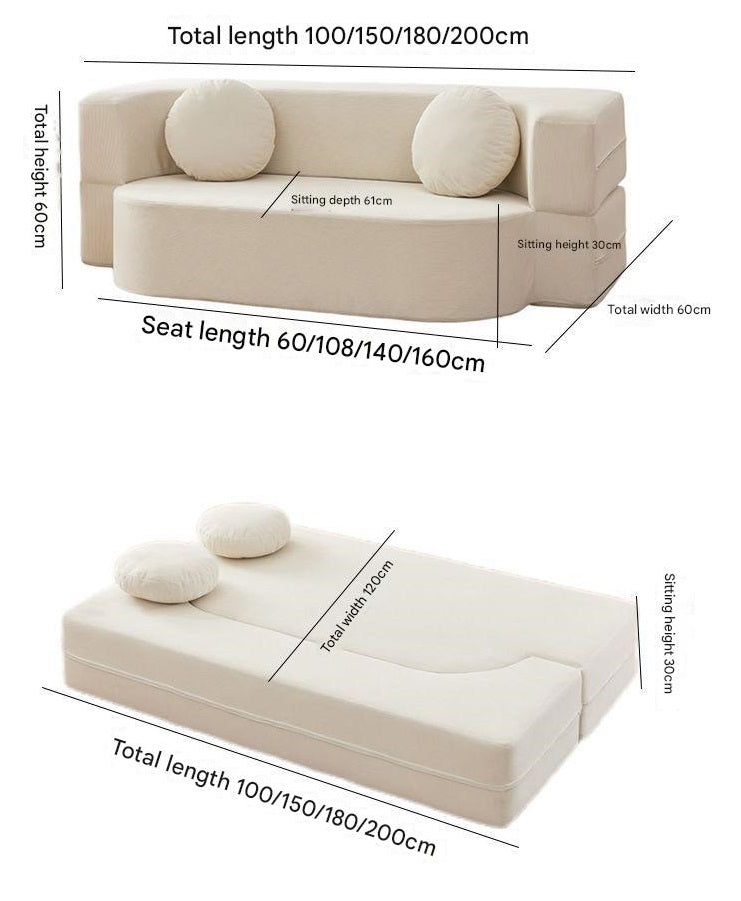 Modern Curved Foldable Fabric Sofa