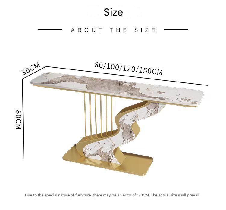 Luxury Rock Slab Foyer Table with Artistic Base