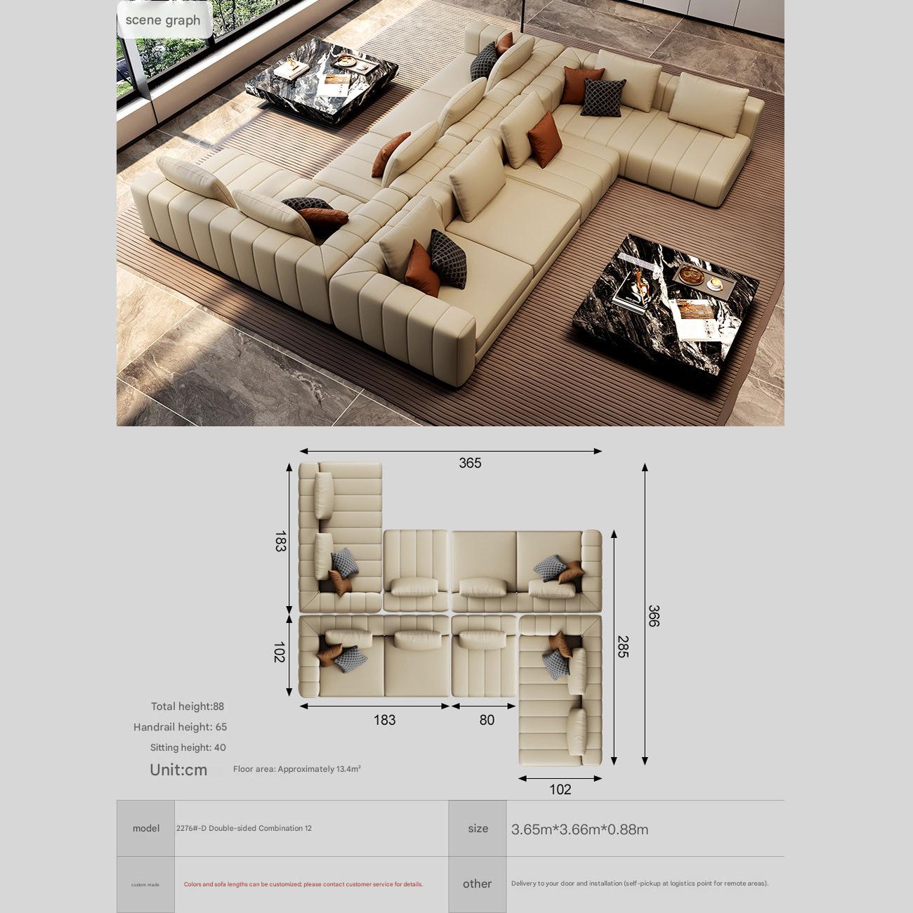 Modern Modular Luxury Piano Key Sectional Sofa Set