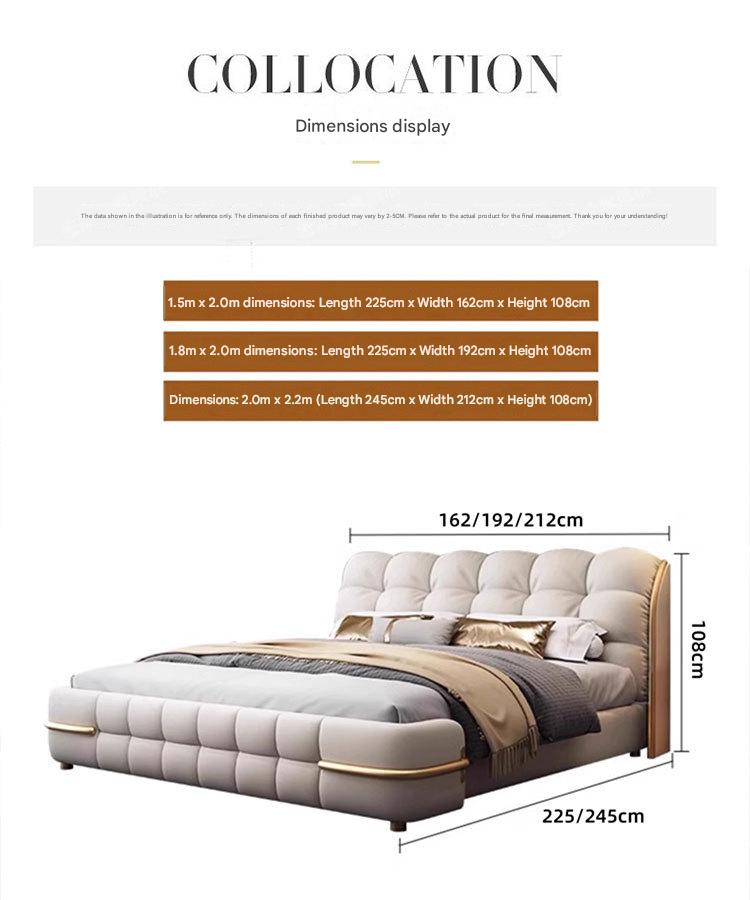 Luxury Upholstered Double Leather Bed with Storage