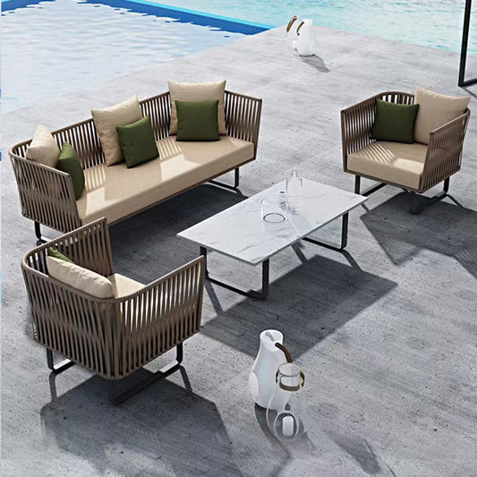 Luxury Outdoor Rattan Sofa Set With Coffee Table