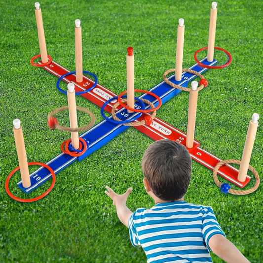 Kids Wooden Ring Toss Game Set