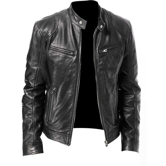 Mens Coller Slim Leather Jacket