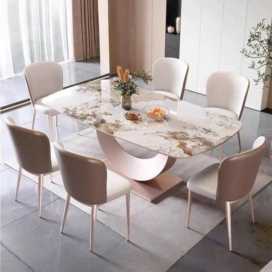 Modern Luxury Marble Dining Table Set with 6 Chairs