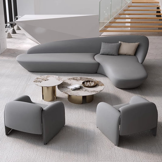 Luxury Modern Curved Sofa Set with Accent Chairs
