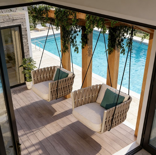 Luxury Outdoor Hanging Swing Chair Set with Cushions