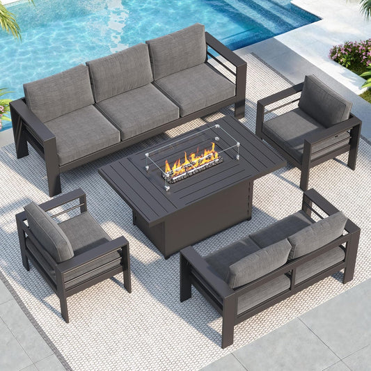 Luxury Outdoor Sofa Set with Fire Pit Table