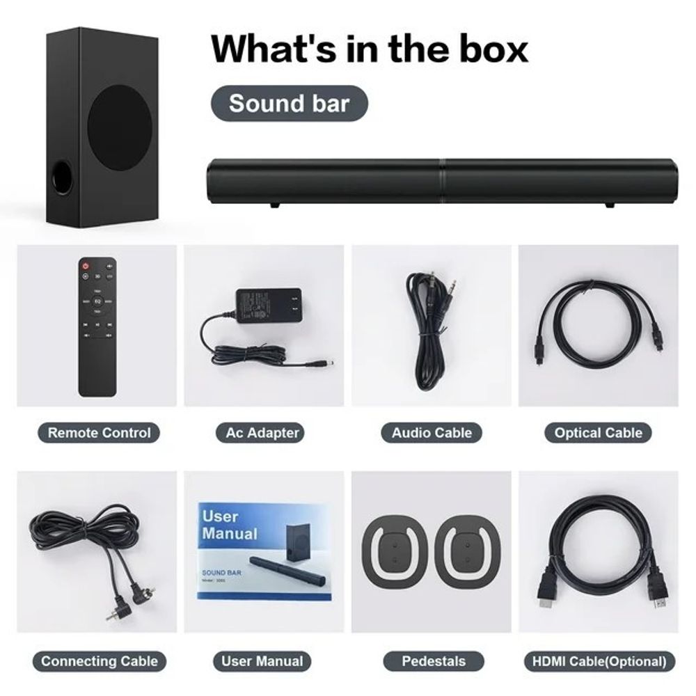2.1ch Sound Bars for Smart TV with Subwoofer Set 9