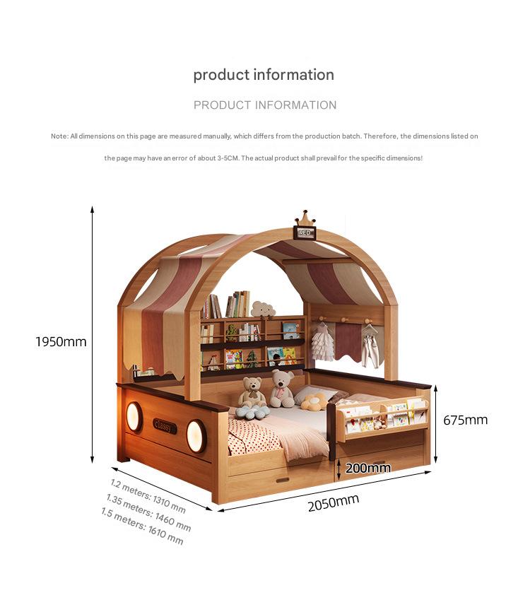 Luxury Solid Wood Kids Canopy Bed with Storage