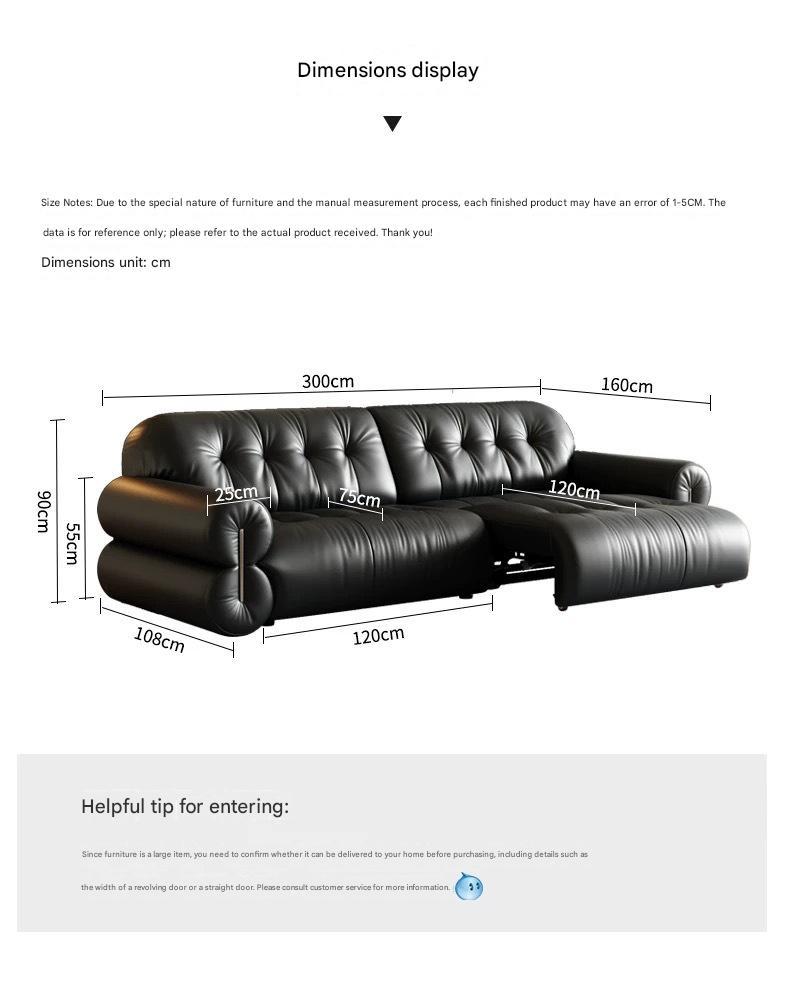 Retro Brown Sugar Cloud Electric Retractable Leather Sofa