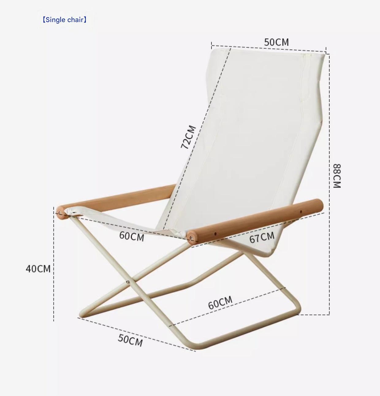 Modern Folding Lounge Chair with Wooden Armrests