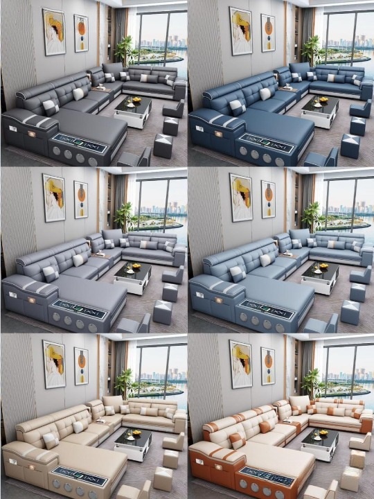 Modern Multifunctional U-Shaped Leather Sofa Set