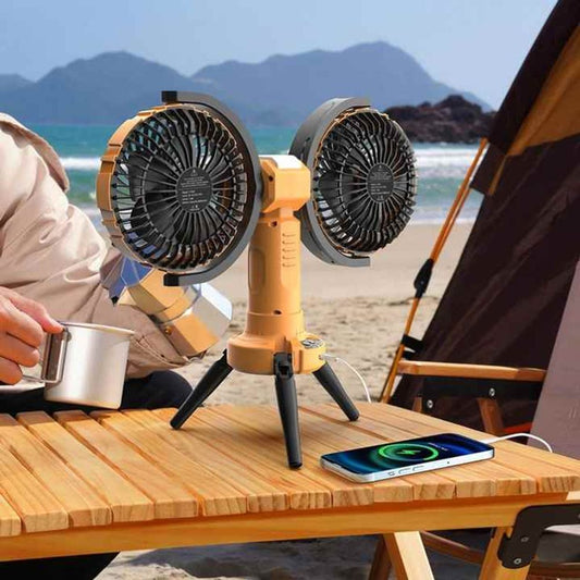 8000mAh F7300 Double headed Outdoor Camping Fan