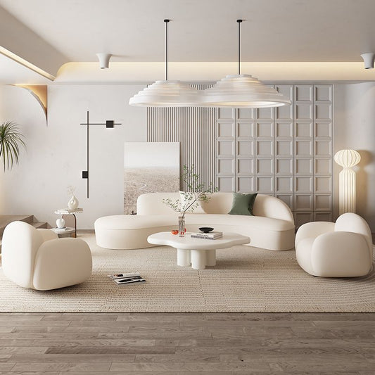 Modern Curved Sofa Set with Lounge Chairs