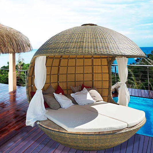 Luxury Outdoor Rattan Daybed Pod with Canopy