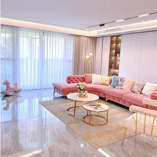 Italian Luxury Buckle Tufted Velvet Sofa Set