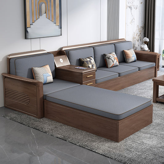Luxury Modern Wooden L Shape Sofa with Storage Cabinet