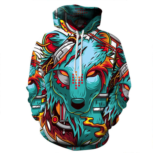 Unisex 3D Wolf Print Hoodie