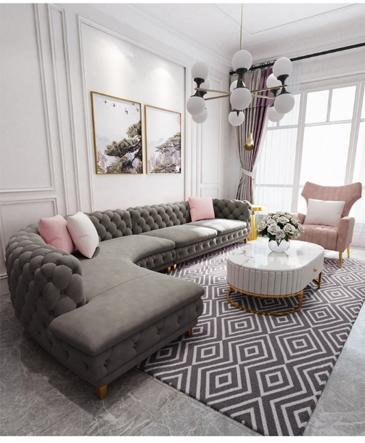 Italian Light Luxury Concubine Corner Fabric Sofa Set
