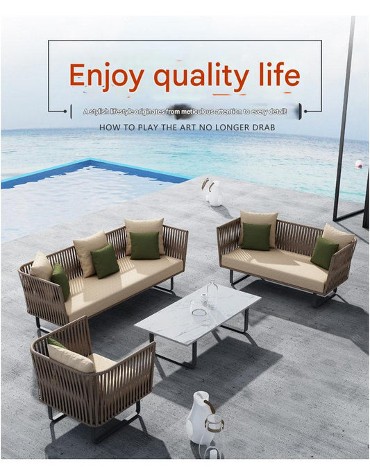 Luxury Outdoor Rattan Sofa Set With Coffee Table