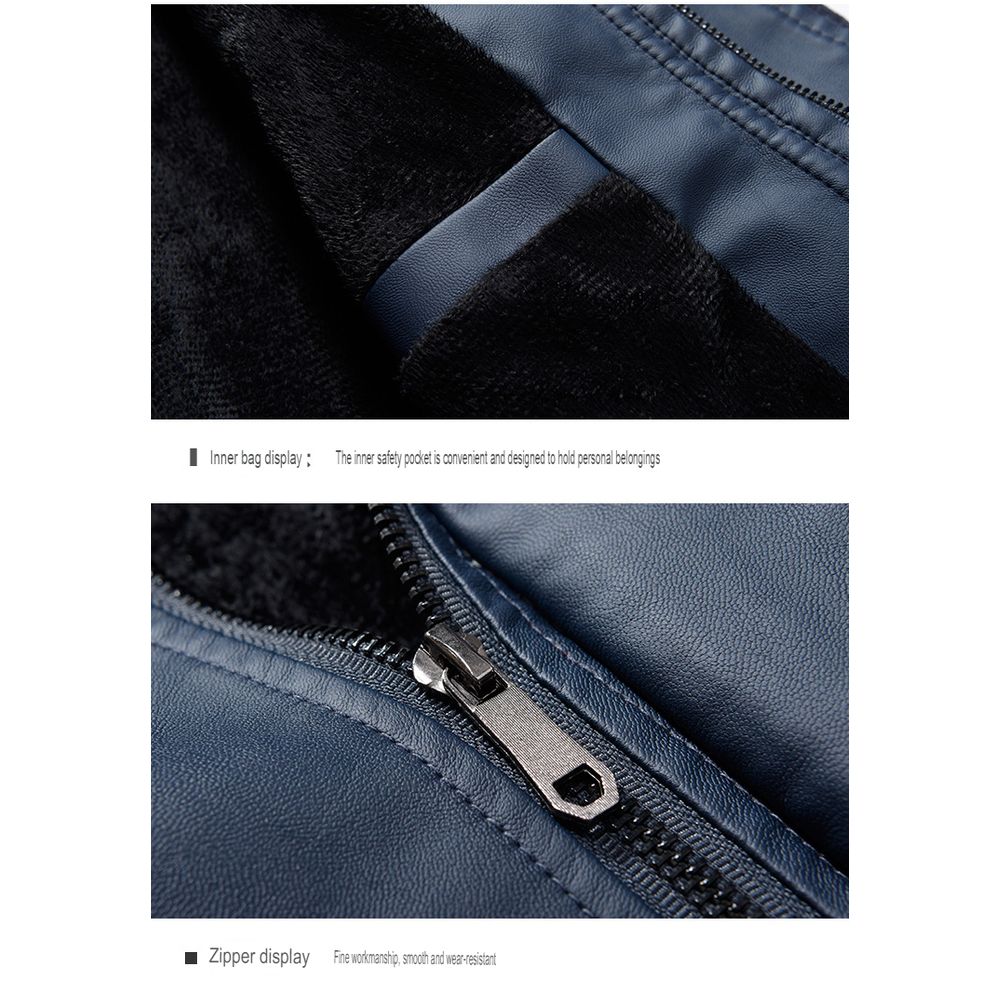 Mens Plush Leather Riding Jacket