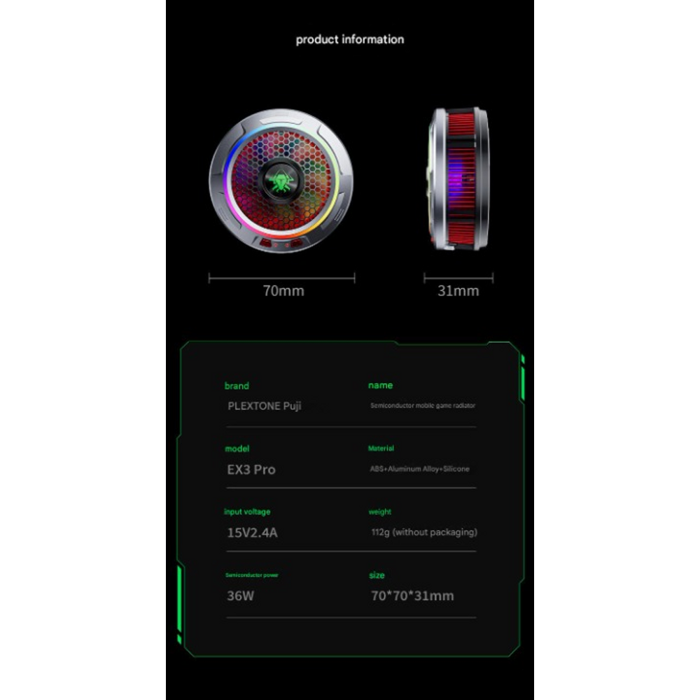 PLEXTONE EX3 Pro 36W Magnetic Phone Cooler