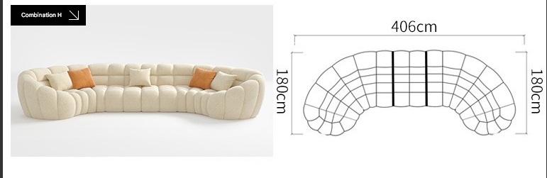 Italian Luxury Fabric Curved Sofa Set