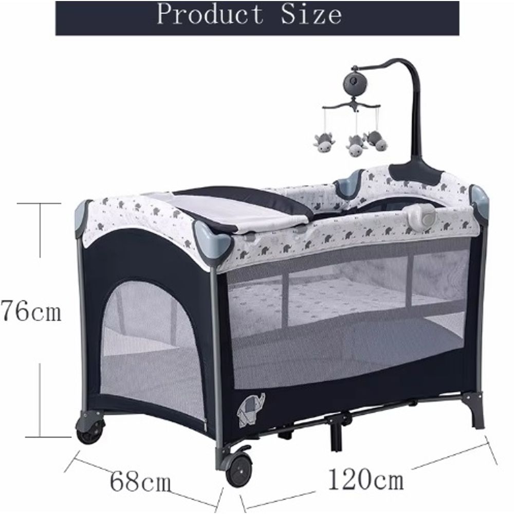 Foldable Baby Playpen With Music Toy Rack