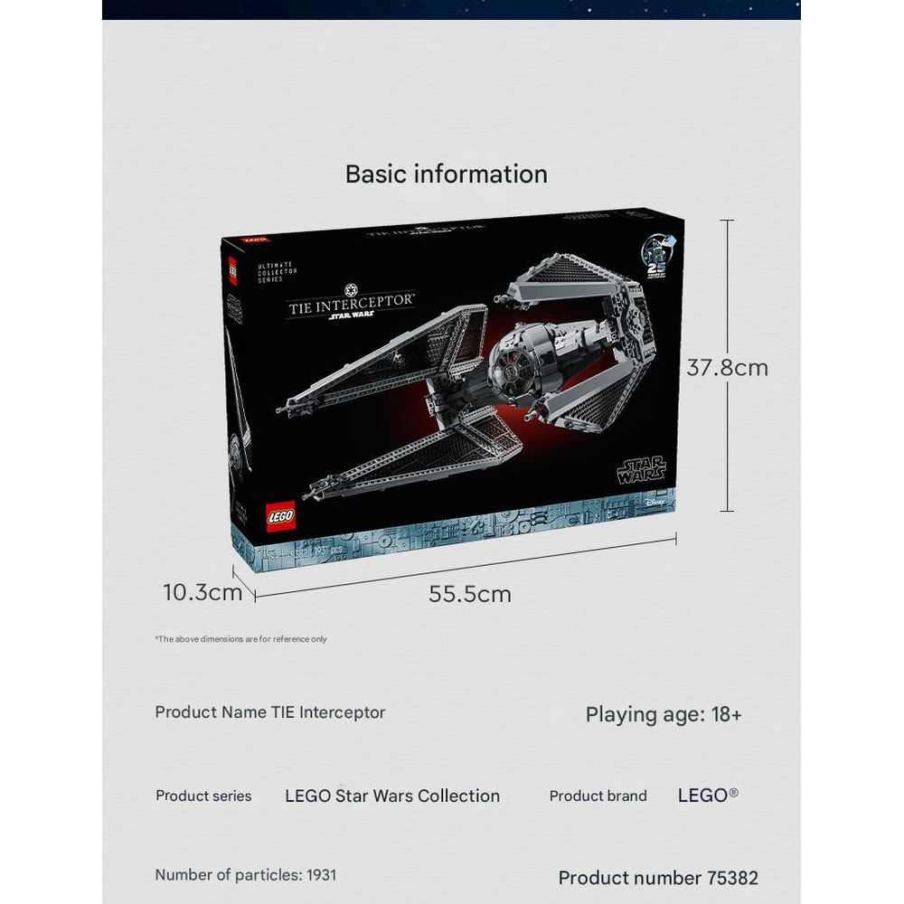 LEGO 75382 UCS Star Wars TIE Interceptor Blocks Set