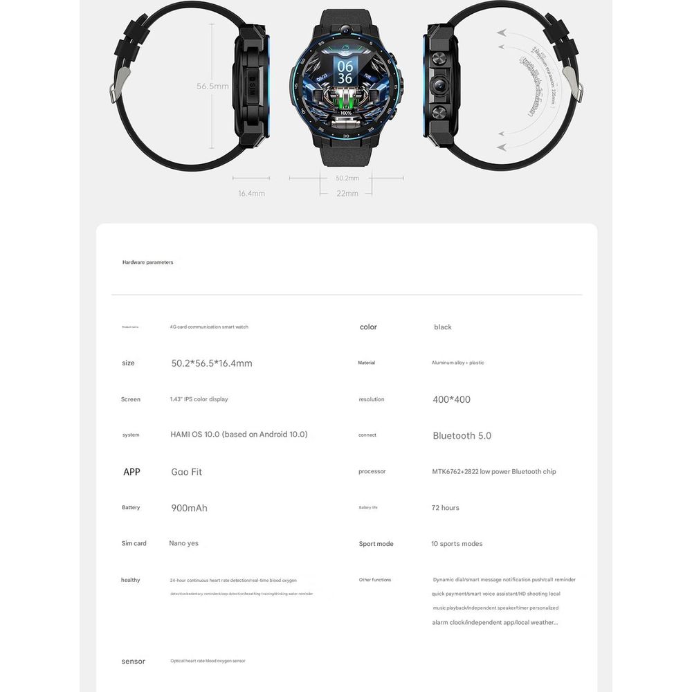 Android 4G HD Screen Camera SIM Smart Watch 9