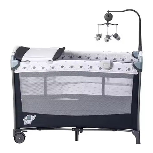 Foldable Baby Playpen With Music Toy Rack 1