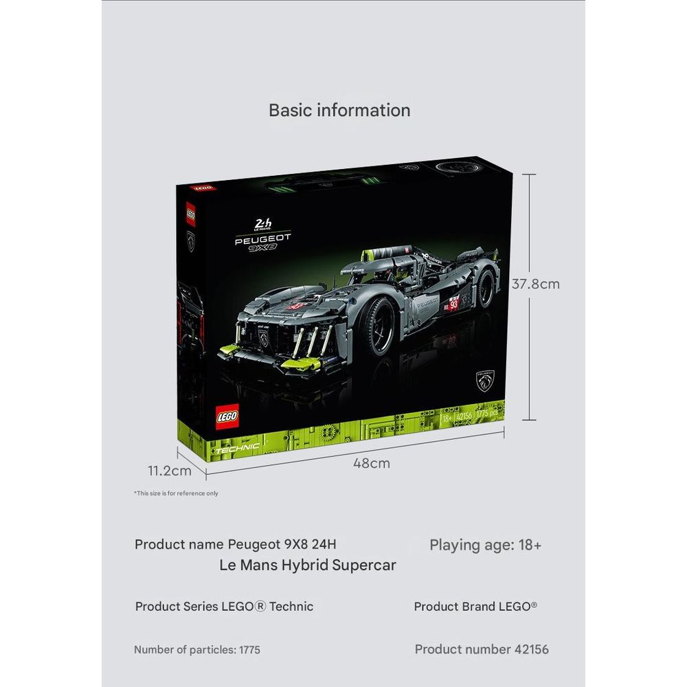 LEGO 42156 Peugeot Super Sports Car Building Blocks Set 9