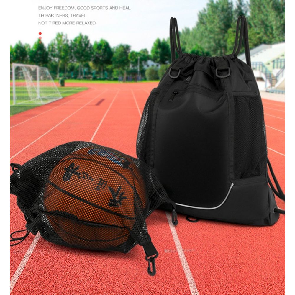 Oxford Sports Drawstring Backpack with Net Bag 5