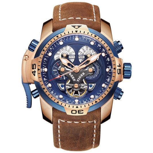 Reef Tiger Men's Automatic Mechanical Leather Watch 8