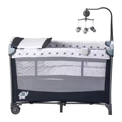 Foldable Baby Playpen With Music Toy Rack
