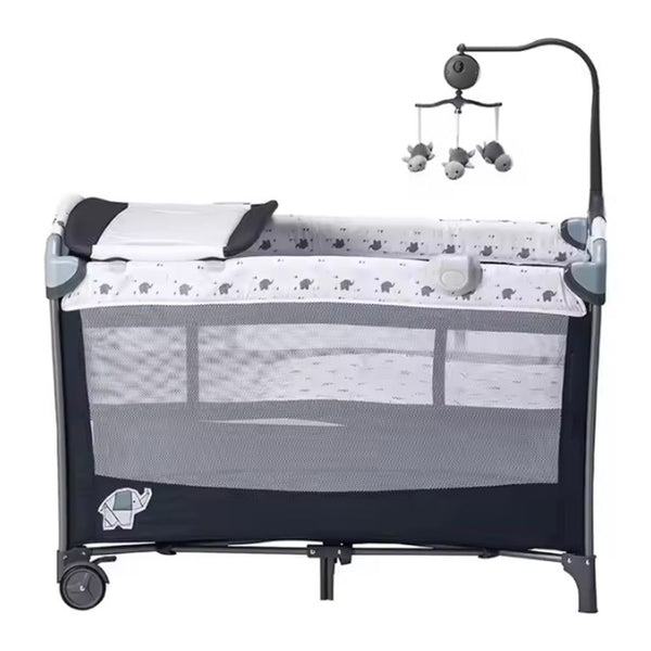 Foldable Baby Playpen With Music Toy Rack