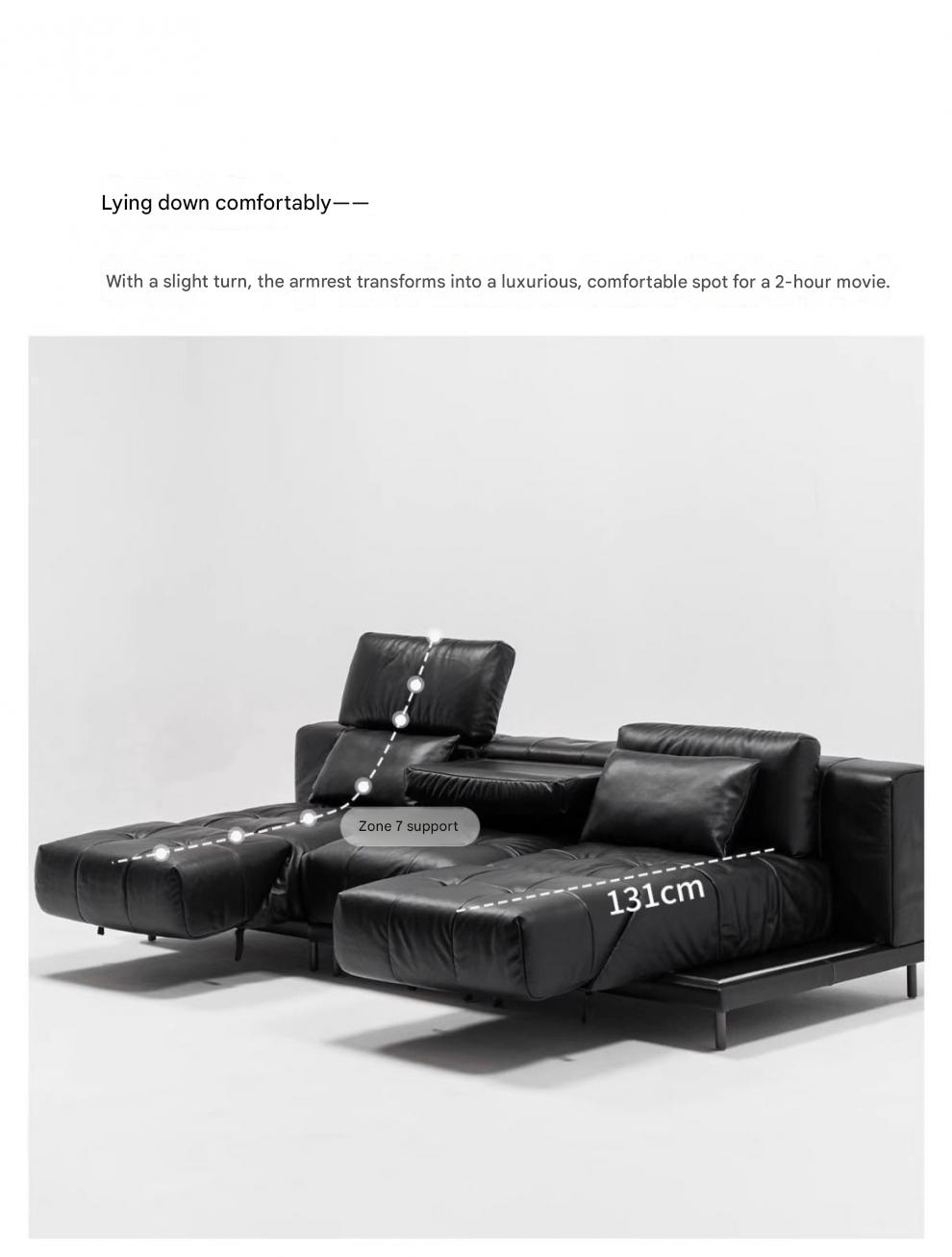 Modern Leather Lounge Sofa With Adjustable Backrest