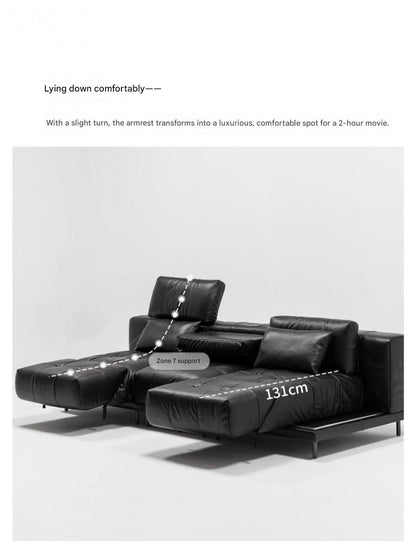Modern Leather Lounge Sofa With Adjustable Backrest