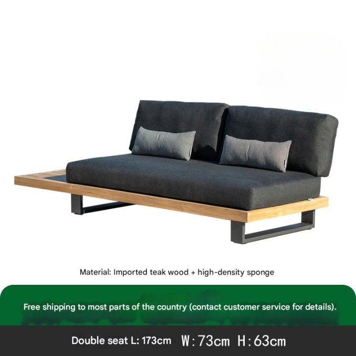 Luxury Outdoor Wooden Sofa Set with Cushions and Tables