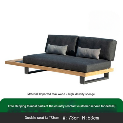 Luxury Outdoor Wooden Sofa Set with Cushions and Tables