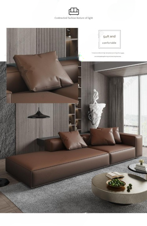 Luxury L-Shaped Leather Floor Sofa Set