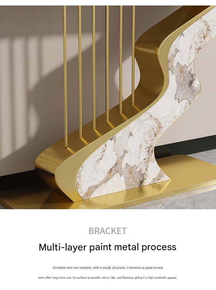 Luxury Rock Slab Foyer Table with Artistic Base