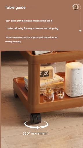 Modern Wooden Bedside Table With Wheels