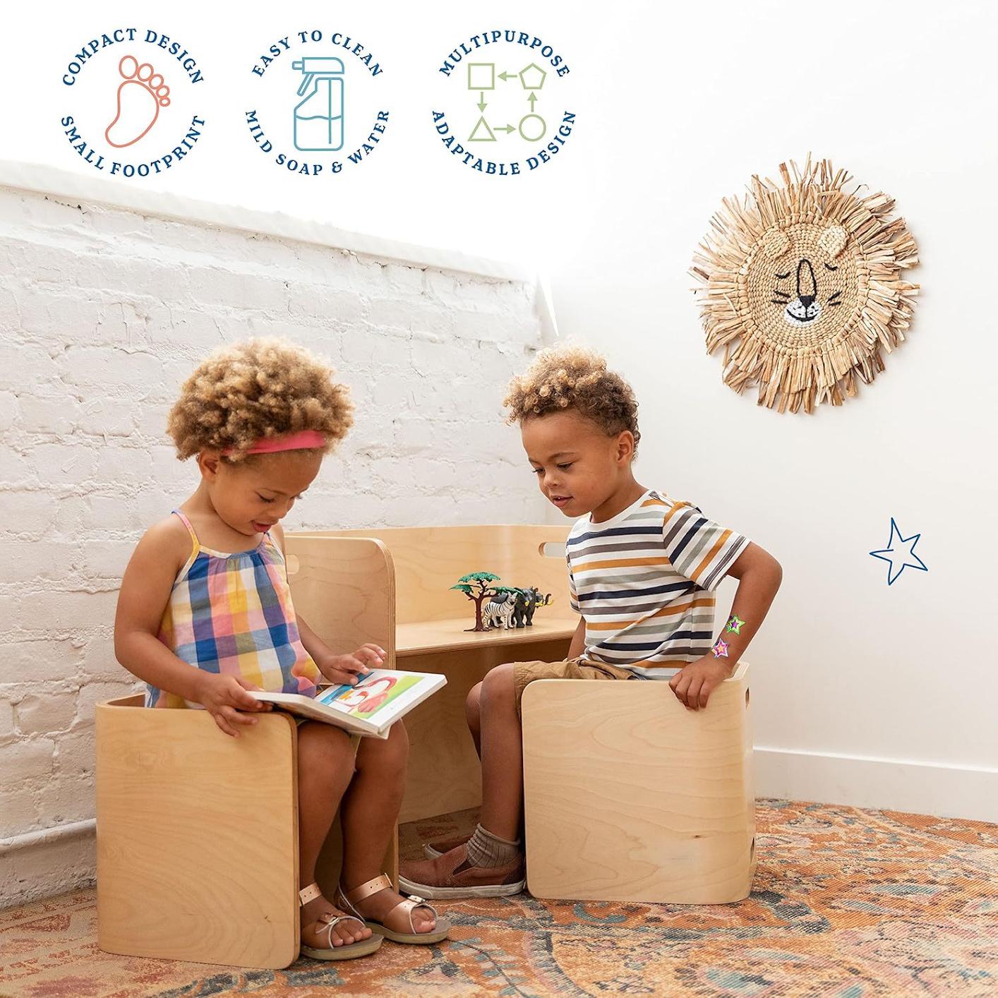Kids Wooden Table and Chair Set for Study and Play
