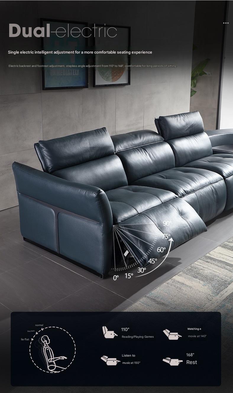 Luxury L-Shape Electric Reclining Sofa with Storage Console
