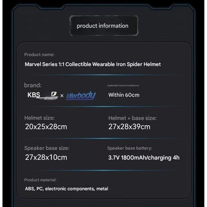 Iron Spiderman 1:1 Wearable Helmet with Display Base