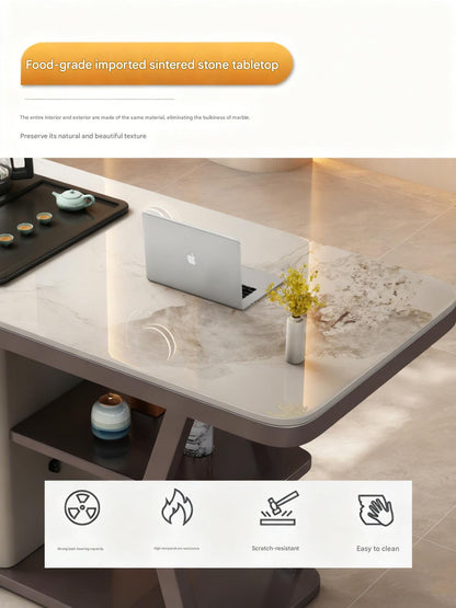 Luxury Stone Slab Tea Table With Chairs