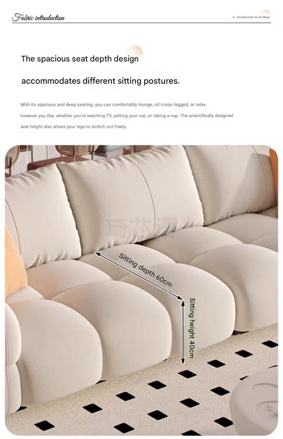 Modern French Barcelona Cloud Velvet Sofa