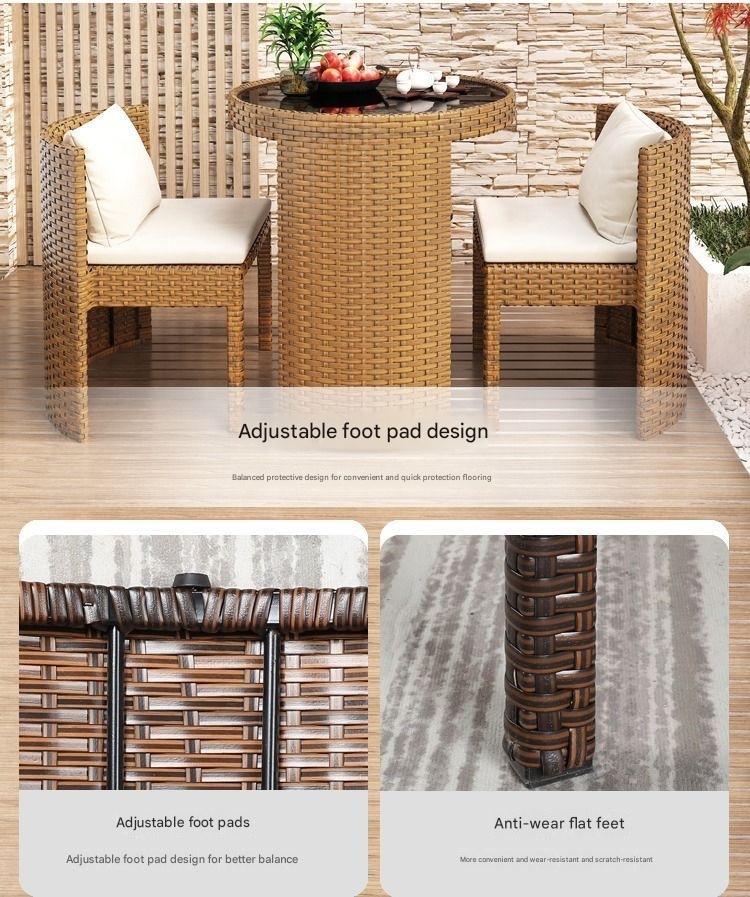 Outdoor Rattan Coffee Table And Chair Set with Cushions